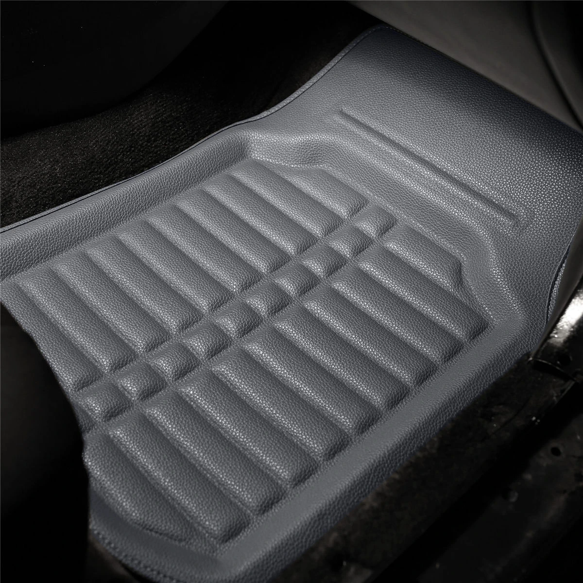 Deep Tray Non-Slip Faux Leather Floor Mats - Full Set Gray(Deep Tray Non Slip Faux Leather Floor Mats Full Set Gray) 2 Deep Tray Non-Slip Faux Leather Floor Mats - Full Set Gray(Deep Tray Non Slip Faux Leather Floor Mats Full Set Gray) - Image 2