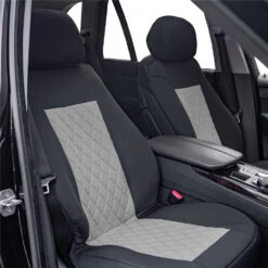 Neosupreme Deluxe Quality Car Seat Cushions - Front Set Gray / Black(Neosupreme Deluxe Quality Car Seat Cushions Front Set Gray Black) -FH Group 4 1