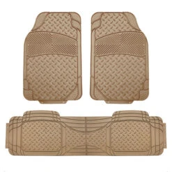Semi-Custom ClimaProof Trimmable Non-Slip Vinyl Car Floor Mats - Full Set Beige(Semi Custom Climaproof Trimmable Non Slip Vinyl Car Floor Mats Full Set Beige)