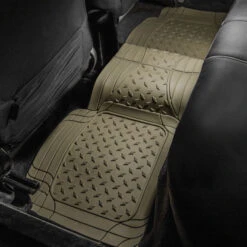 Semi-Custom ClimaProof Trimmable Non-Slip Vinyl Car Floor Mats - Full Set Beige(Semi Custom Climaproof Trimmable Non Slip Vinyl Car Floor Mats Full Set Beige) -FH Group 88 F11307 beige 05