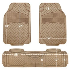 Semi-Custom ClimaProof Trimmable Non-Slip Vinyl Car Floor Mats - Full Set Beige(Semi Custom Climaproof Trimmable Non Slip Vinyl Car Floor Mats Full Set Beige) -FH Group 88 F11307 beige 06