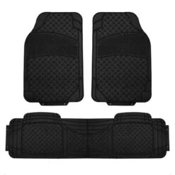 Semi-Custom ClimaProof Trimmable Non-Slip Vinyl Car Floor Mats - Full Set Black(Semi Custom Climaproof Trimmable Non Slip Vinyl Car Floor Mats Full Set Black)