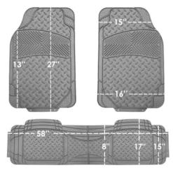 Semi-Custom ClimaProof Trimmable Non-Slip Vinyl Car Floor Mats - Full Set Gray(Semi Custom Climaproof Trimmable Non Slip Vinyl Car Floor Mats Full Set Gray) -FH Group 88 F11307 gray 06