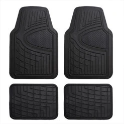 Premium Tall Channel Trimmable Non-Slip Rubber Floor Mats - Full Set Black(Premium Tall Channel Trimmable Non Slip Rubber Floor Mats Full Set Black)
