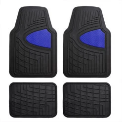 Premium Tall Channel Trimmable Non-Slip Rubber Floor Mats - Full Set Blue(Premium Tall Channel Trimmable Non Slip Rubber Floor Mats Full Set Blue)