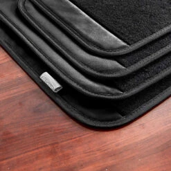 Non-Slip Carpet Floor Mats With PU Leather Trim - Full Set Black(Non Slip Carpet Floor Mats With Pu Leather Trim Full Set Black) -FH Group 88 F14408 black 04