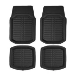 Deep Tray Non-Slip Faux Leather Floor Mats - Full Set Black(Deep Tray Non Slip Faux Leather Floor Mats Full Set Black)