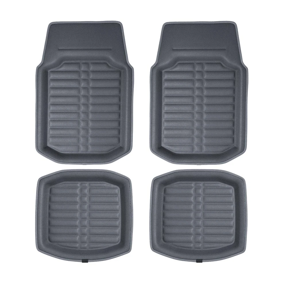 Deep Tray Non-Slip Faux Leather Floor Mats - Full Set Gray(Deep Tray Non Slip Faux Leather Floor Mats Full Set Gray) 1 Deep Tray Non-Slip Faux Leather Floor Mats - Full Set Gray(Deep Tray Non Slip Faux Leather Floor Mats Full Set Gray)