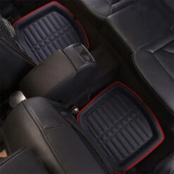 Deep Tray Non-Slip Faux Leather Floor Mats - Full Set Red(Deep Tray Non Slip Faux Leather Floor Mats Full Set Red) -FH Group 88 F14409 red 04
