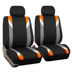 Premium Modernistic Flat Cloth Seat Covers - Front Set Orange(Premium Modernistic Flat Cloth Seat Covers Front Set Orange)