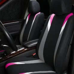 Premium Modernistic Flat Cloth Seat Covers - Front Set Pink(Premium Modernistic Flat Cloth Seat Covers Front Set Pink) 6 Premium Modernistic Flat Cloth Seat Covers - Front Set Pink(Premium Modernistic Flat Cloth Seat Covers Front Set Pink) -FH Group 88 FB033102 pink 02