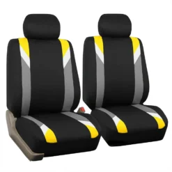 Premium Modernistic Flat Cloth Seat Covers - Front Set Yellow(Premium Modernistic Flat Cloth Seat Covers Front Set Yellow)