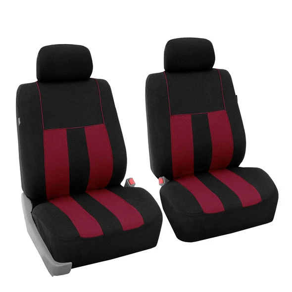 Striking Striped Seat Covers - Front Set Burgundy(Striking Striped Seat Covers Front Set Burgundy) 1 Striking Striped Seat Covers - Front Set Burgundy(Striking Striped Seat Covers Front Set Burgundy)