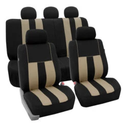 Striking Striped Seat Covers - Full Set Beige(Striking Striped Seat Covers Full Set Beige)