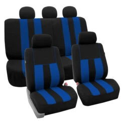 Striking Striped Seat Covers - Full Set Blue(Striking Striped Seat Covers Full Set Blue)