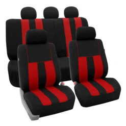 Striking Striped Seat Covers - Full Set Red(Striking Striped Seat Covers Full Set Red)