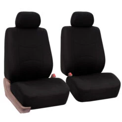 Flat Cloth Seat Covers - Front Set Black(Flat Cloth Seat Covers Front Set Black)