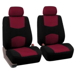 Flat Cloth Seat Covers - Front Set Burgundy(Flat Cloth Seat Covers Front Set Burgundy)