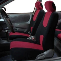 Flat Cloth Seat Covers - Front Set Burgundy(Flat Cloth Seat Covers Front Set Burgundy) -FH Group 88 FB050102 burgundy 03