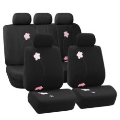 Floral Seat Covers - Full Set Black(Floral Seat Covers Full Set Black)