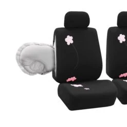 Floral Seat Covers - Full Set Black(Floral Seat Covers Full Set Black) -FH Group 88 FB053115 black 05