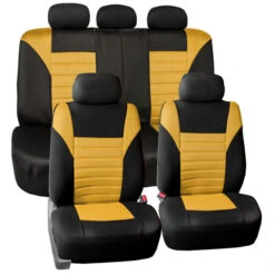 Premium 3D Air Mesh Seat Covers - Full Set Yellow(Premium 3d Air Mesh Seat Covers Full Set Yellow) -FH Group 88 FB068115 yellow 01