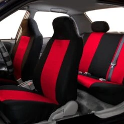 Classic Cloth Seat Covers - Full Set Red(Classic Cloth Seat Covers Full Set Red) -FH Group 88 FB102114 red 04