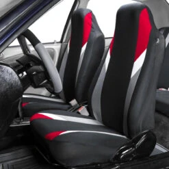 Supreme Modernistic Seat Covers - Front Set Red(Supreme Modernistic Seat Covers Front Set Red) -FH Group 88 FB133102 red 02