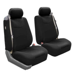 Flat Cloth All-Purpose Built-In Seatbelt Seat Covers - Front Set Black(Flat Cloth All Purpose Built In Seatbelt Seat Covers Front Set Black)