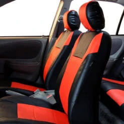 Racing PU Leather Seat Covers - Full Set Tangerine(Racing Pu Leather Seat Covers Full Set Tangerine) -FH Group 88 PU003102 tangerine 03