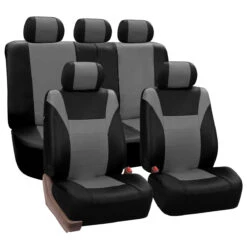 Racing PU Leather Seat Covers - Full Set Gray(Racing Pu Leather Seat Covers Full Set Gray)