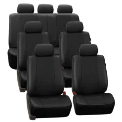 Deluxe Leatherette 3 Row 7 Seater -Black Seat Covers(Deluxe Leatherette 3 Row Seat Covers Black)