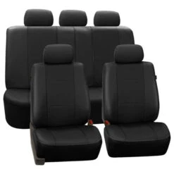 Deluxe Leatherette 3 Row 7 Seater -Black Seat Covers(Deluxe Leatherette 3 Row Seat Covers Black) -FH Group 88 PU007217BLACK black 03