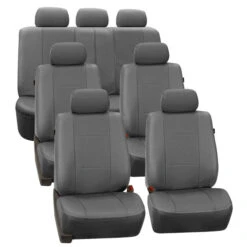 Deluxe Leatherette 3 Row 7 Seater - Gray Seat Covers(Deluxe Leatherette 3 Row Seat Covers Gray)