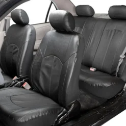Highest Grade Faux Leather Seat Covers - Full Set Black(Highest Grade Faux Leather Seat Covers Full Set Black) -FH Group 88 PU008115 black 05