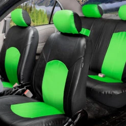 Highest Grade Faux Leather Seat Covers - Full Set Green(Highest Grade Faux Leather Seat Covers Full Set Green) -FH Group 88 PU008115 green 05