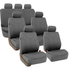 Rome PU Leather 3 Row 7 Seater - Gray Seat Covers(Rome Pu Leather 3 Row Seat Covers Gray)