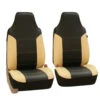 Royal PU Leather Seat Covers - Front Set Beige / Black(Royal Pu Leather Seat Covers Front Set Beige Black)