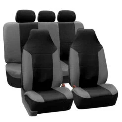Royal PU Leather Seat Covers Full Set Gray / Black(Royal Pu Leather Seat Covers Full Set Gray Black)
