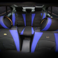 Ultra Comfort Deluxe Leatherette Seat Cushions - Full Set Blue / Black(Ultra Comfort Deluxe Leatherette Seat Cushions Full Set Blue Black) -FH Group 88 PU205115BLUEBLACK blue 01