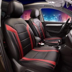 Futuristic Faux Leather Seat Cushions - Front Set Red(Futuristic Faux Leather Seat Cushions Front Set Red)