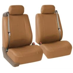 All-Purpose Built-in Seat Belt PU Leather Seat Covers - Front Set Tan(All Purpose Built In Seat Belt Pu Leather Seat Covers Front Set Tan)
