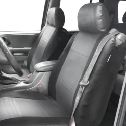 Built-in Seat Belt Compatible PU Leather Seat Covers Gray / Black(Built In Seat Belt Compatible Pu Leather Seat Covers Gray Black) -FH Group 88 PU309115GRAYBLACK grayblack 05