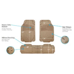 Semi-Custom ClimaProof Trimmable Non-Slip Vinyl Car Floor Mats - Full Set Beige(Semi Custom Climaproof Trimmable Non Slip Vinyl Car Floor Mats Full Set Beige) -FH Group F11307beige detail