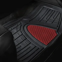 Premium Tall Channel Trimmable Non-Slip Rubber Floor Mats - Full Set Burgundy(Premium Tall Channel Trimmable Non Slip Rubber Floor Mats Full Set Burgundy) -FH Group F11311BURGUNDY passenger