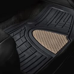 Trimmable ClimaProof Heavy Duty Tall Channel Non-Slip Rubber Floor Mats - Full Set Beige(Trimmable Climaproof Heavy Duty Tall Channel Non Slip Rubber Floor Mats Full Set Beige) -FH Group F11511 BEIGE passenger e1567180845393