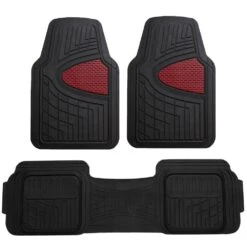 Trimmable ClimaProof Heavy Duty Tall Channel Non-Slip Rubber Floor Mats - Full Set Burgundy(Trimmable Climaproof Heavy Duty Tall Channel Non Slip Rubber Floor Mats Full Set Burgundy)