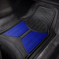 Trimmable Heavy Duty Non-Slip Rubber Floor Mats - Full Set Blue(Trimmable Heavy Duty Non Slip Rubber Floor Mats Full Set Blue) -FH Group F11513blue Passenger e1567182521241