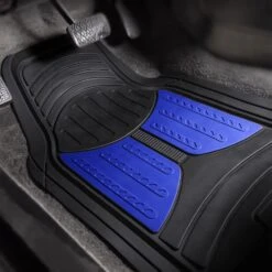 Trimmable Heavy Duty Non-Slip Rubber Floor Mats - Full Set Blue(Trimmable Heavy Duty Non Slip Rubber Floor Mats Full Set Blue) -FH Group F11513blue driver e1567182492844