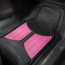 Trimmable Heavy Duty Non-Slip Rubber Floor Mats - Full Set Pink(Trimmable Heavy Duty Non Slip Rubber Floor Mats Full Set Pink) 8 Trimmable Heavy Duty Non-Slip Rubber Floor Mats - Full Set Pink(Trimmable Heavy Duty Non Slip Rubber Floor Mats Full Set Pink) -FH Group F11513pink Passenger e1567182850352